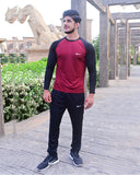 Men’s Premium Nike Style Sports Tracksuit – Black & Maroon Contrast Design