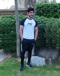 Men’s Nike-Inspired Sports Tracksuit – Black & White Contrast Design